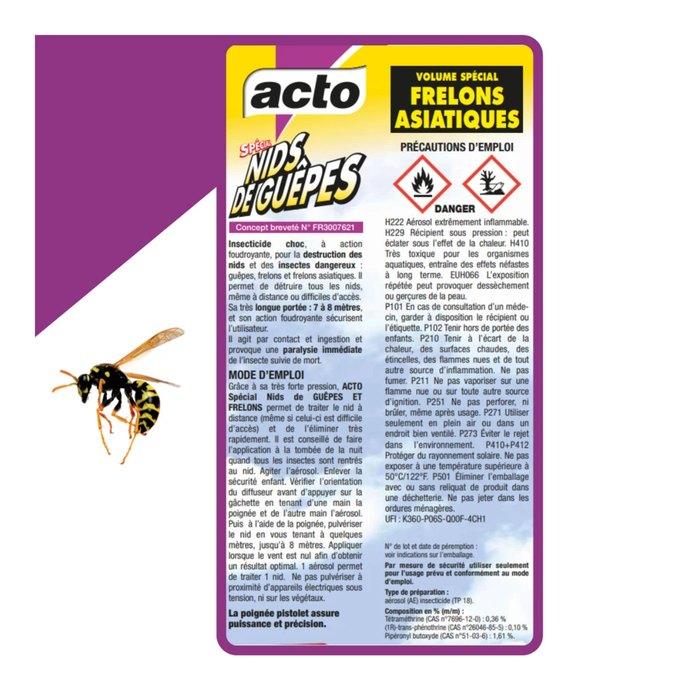 Lot De 2 Aérosol Acto Spécial Nids De Guepes - Efficacité Professionnelle - Volu 5 Lot De 2 Aérosol Acto Spécial Nids De Guepes - Efficacité Professionnelle - Volu – Image 5
