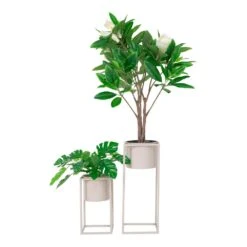 Marla Flowerpots 2 Pots De Fleurs En Gris Beige -VIDAXL Soldes Boutique 26f914857612a6f9