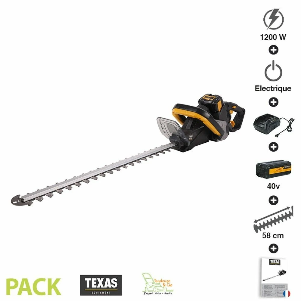 Pack Taille Haies Sans Fil 58cm 40v Chargeur Poignée Rotative Texas Htx4000 1 Pack Taille Haies Sans Fil 58cm 40v Chargeur Poignée Rotative Texas Htx4000