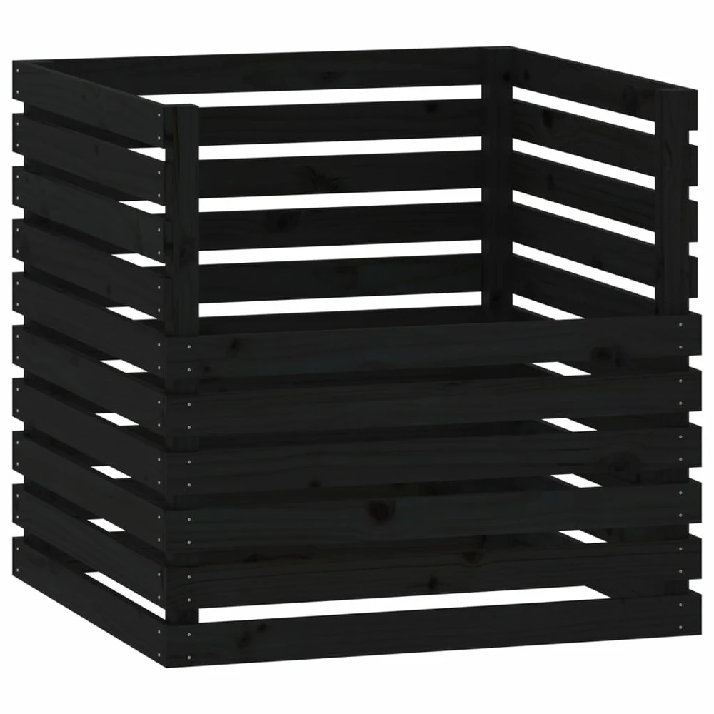 VIDAXL Composteur Noir 80x80x78 Cm Bois Massif De Pin 2 VIDAXL Composteur Noir 80x80x78 Cm Bois Massif De Pin – Image 2