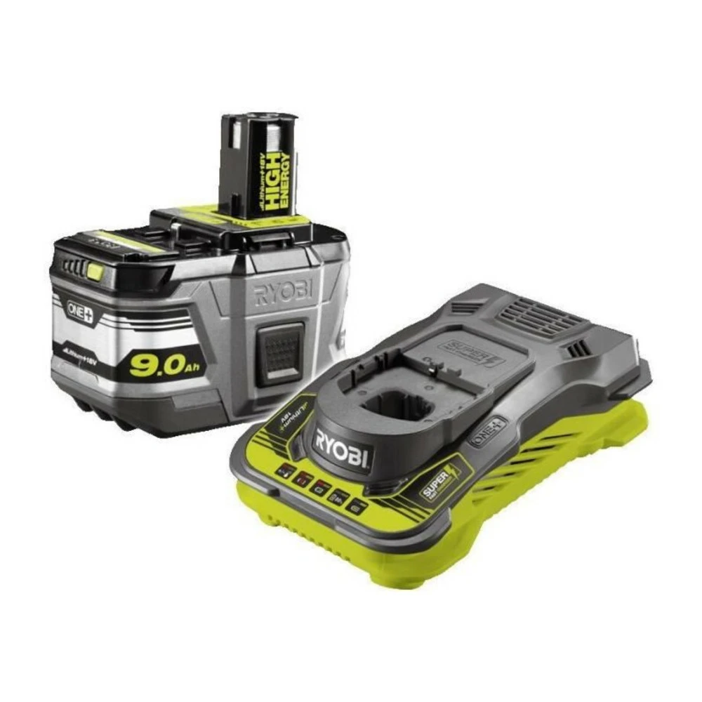 Ryobi 1 Batterie Lithium+ 18v - 9,0 Ah High Energy Et 1 Chargeur Ultra Rapide 5,0 A 1 Ryobi 1 Batterie Lithium+ 18v - 9,0 Ah High Energy Et 1 Chargeur Ultra Rapide 5,0 A