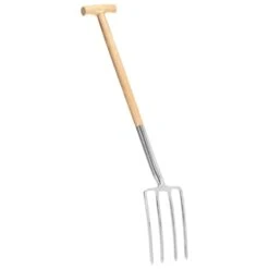 VIDAXL Fourche à Creuser De Jardin Poignée En T Inox Et Bois De Frêne -VIDAXL Soldes Boutique 6464c6306fd229.03955328