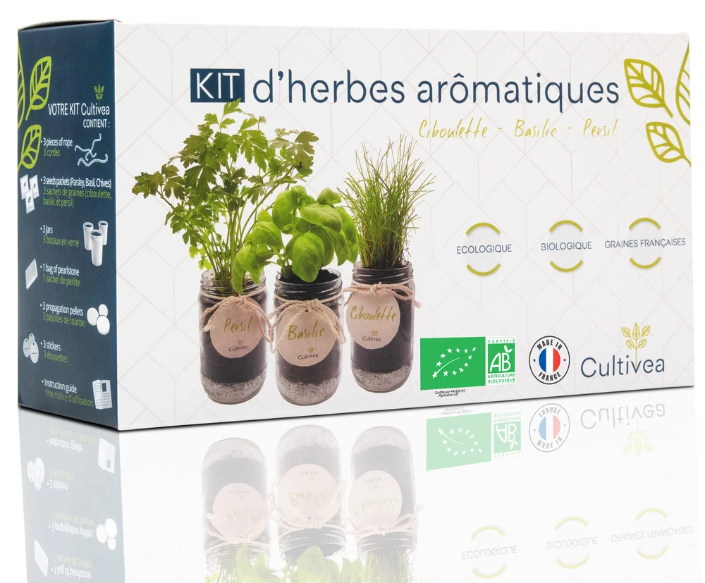 Cultivea Kit Prêt à Pousser D’herbes Aromatiques - Jardin Potager D’intérieur - (ciboulette, Basilic Persil) 1 Cultivea Kit Prêt à Pousser D’herbes Aromatiques - Jardin Potager D’intérieur - (ciboulette, Basilic Persil)