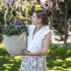 Pot à Fleurs Waste Rib 43x41 Cm Beige Terrazzo -VIDAXL Soldes Boutique 6479895e68a6b6.76770283