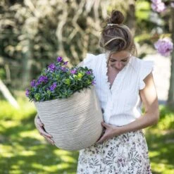 Pot à Fleurs Waste Rib 43x41 Cm Beige Terrazzo -VIDAXL Soldes Boutique 6479895e8f5002.15217662