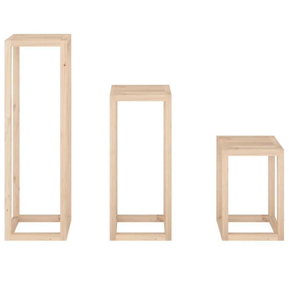 VIDAXL Ensemble De Supports Pour Plantes 3 Pcs Bois De Pin Massif 6 VIDAXL Ensemble De Supports Pour Plantes 3 Pcs Bois De Pin Massif – Image 6