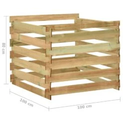 VIDAXL Composteur De Jardin à Lattes 100x100x80cm Bois De Pin Imprégné -VIDAXL Soldes Boutique 6499e3ca5b7674.86132172