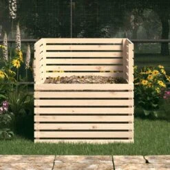 VIDAXL Composteur 100x100x102 Cm Bois Massif De Pin -VIDAXL Soldes Boutique 6499e3cae3a5f4.66289804