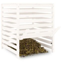 VIDAXL Composteur Blanc 82,5x82,5x99,5 Cm Bois Massif De Pin -VIDAXL Soldes Boutique 6499e3cd6db1d8.49499681