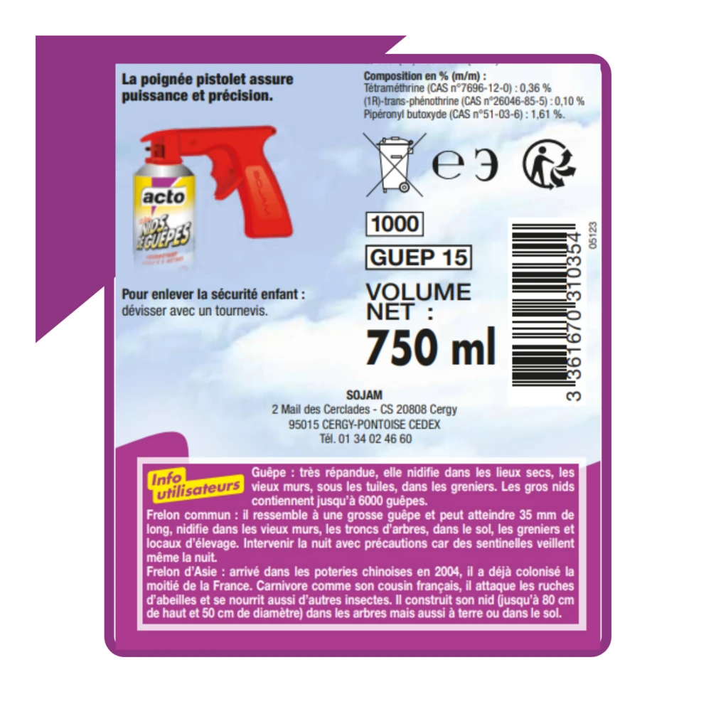 Lot De 2 Aérosol Acto Spécial Nids De Guepes - Efficacité Professionnelle - Volu 4 Lot De 2 Aérosol Acto Spécial Nids De Guepes - Efficacité Professionnelle - Volu – Image 4