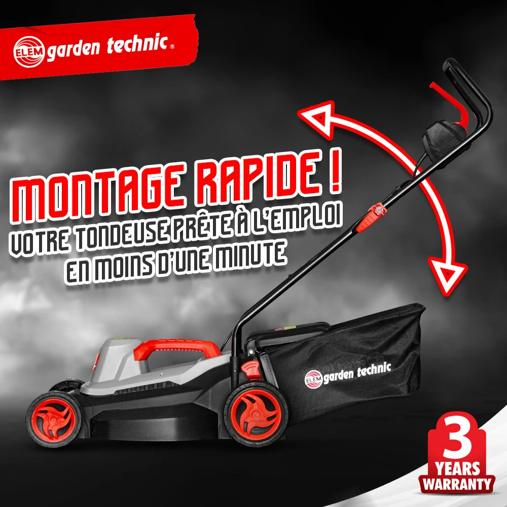 Tondeuse à Gazon électrique 1800w - Largeur De Coupe 40cm - Elem Garden 3 Tondeuse à Gazon électrique 1800w - Largeur De Coupe 40cm - Elem Garden – Image 3