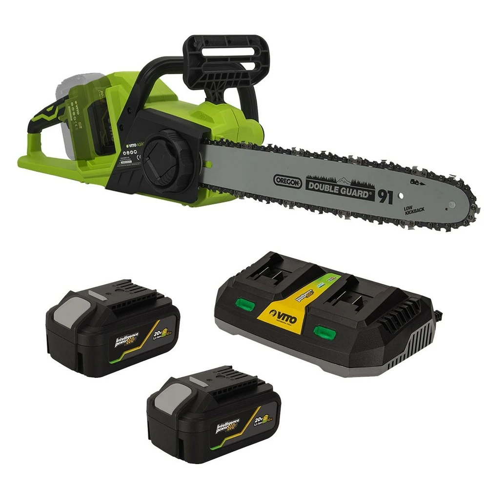 Tronçonneuse Sans Fil 20v 2 Batteries Lithium 4ah Guide Oregon Lame 35 Cm Vito 1 Tronçonneuse Sans Fil 20v 2 Batteries Lithium 4ah Guide Oregon Lame 35 Cm Vito