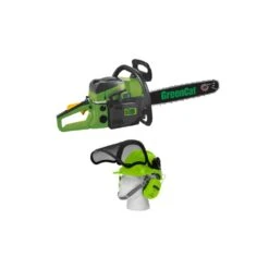Tronçonneuse Thermique 52cc Lame 50 Cm Greencat + Casque De Protection Complet
